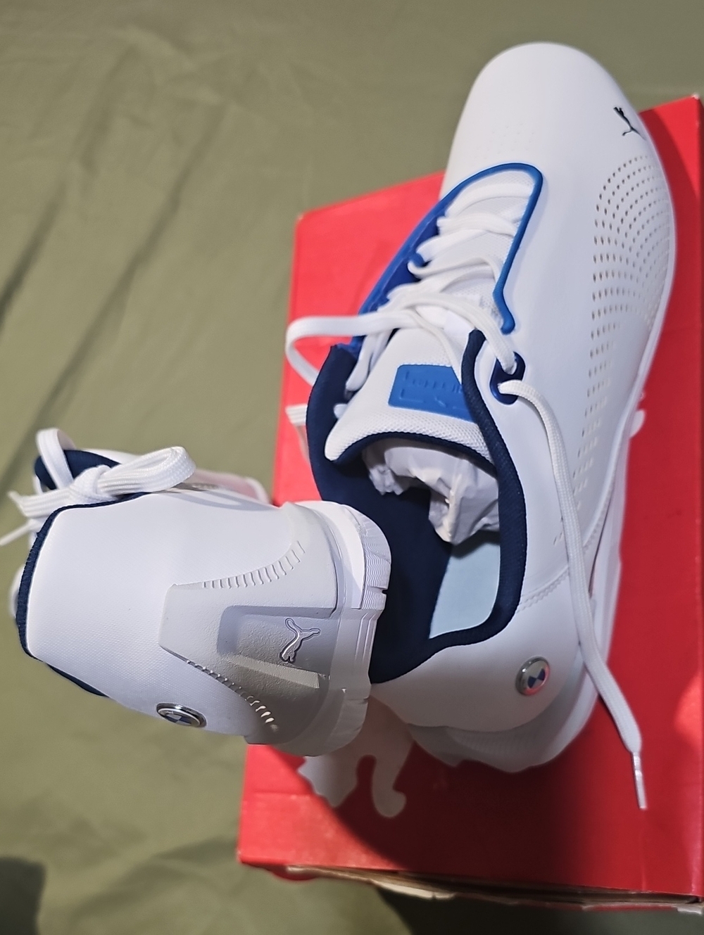 Rare Puma Men’s White/Blue Athletic Golf Shoes / Out Of STOCK EVERYWHERE